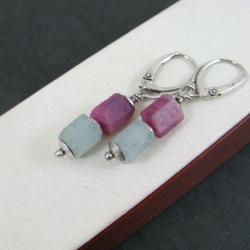 drobne,surowe,rubinowe kolczyki - Kolczyki - Biżuteria