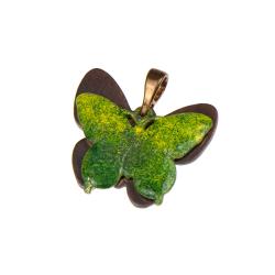 wisiorek z zielonym motylem,miedziany,greenary - Wisiory - Biżuteria