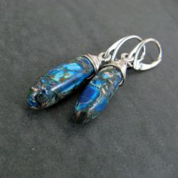 niebieskie,z jaspisem - Kolczyki - Biżuteria