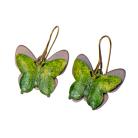 Kolczyki kolczyki z zielonymi motylami,miedziane kolczyki